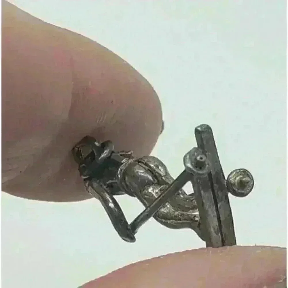 Vintage Ski Sterling Silver 925 Charm Skier Pendant Large 3D Figural Detailed